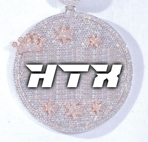 CUSTOM LETTER NECKLACE 3D BIG CROWN DISC