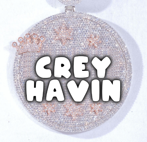 CUSTOM LETTER NECKLACE 3D BIG CROWN DISC