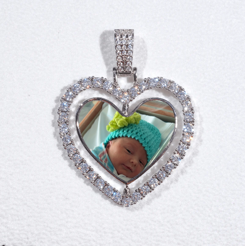 3D Spinning 2-Faced Heart Custom Picture Pendant
