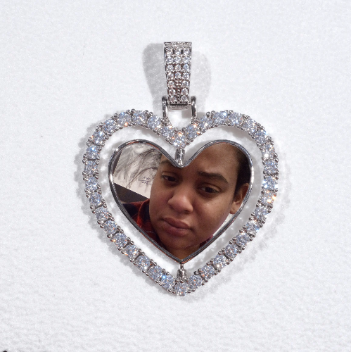 3D Spinning 2-Faced Heart Custom Picture Pendant