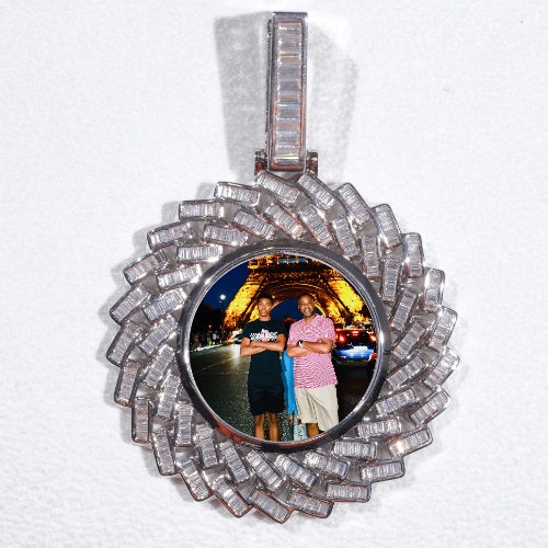 Large 3D Baguette Custom Picture Pendant