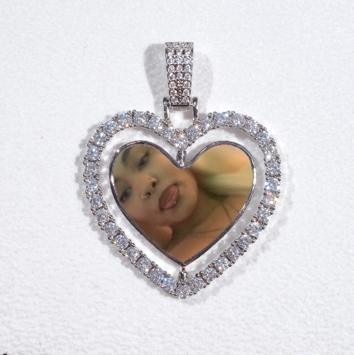 3D Spinning 2-Faced Heart Custom Picture Pendant