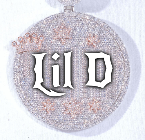 CUSTOM LETTER NECKLACE 3D BIG CROWN DISC