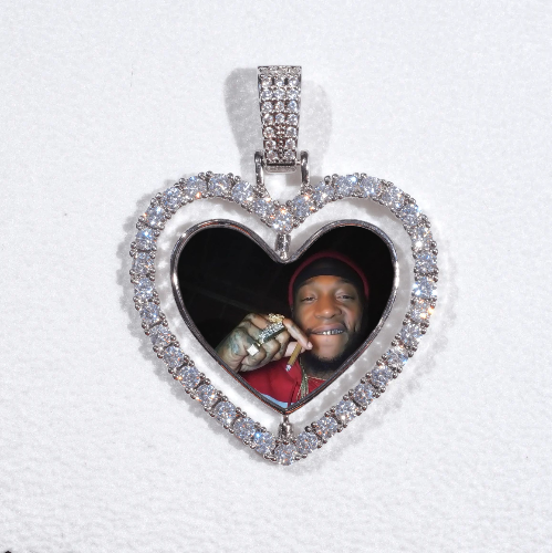 3D Spinning 2-Faced Heart Custom Picture Pendant