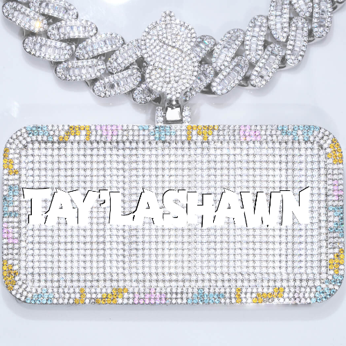 CUSTOM LETTER NECKLACE 3D COLORFUL SQUARE