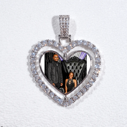 3D Spinning 2-Faced Heart Custom Picture Pendant