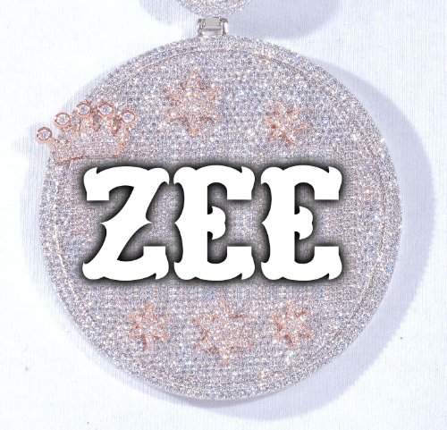 CUSTOM LETTER NECKLACE 3D BIG CROWN DISC