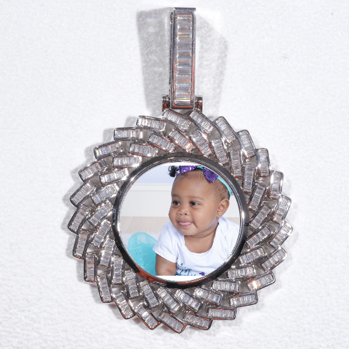 Large 3D Baguette Custom Picture Pendant