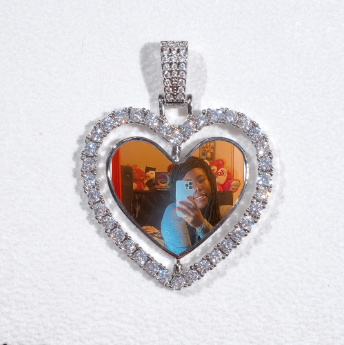 3D Spinning 2-Faced Heart Custom Picture Pendant