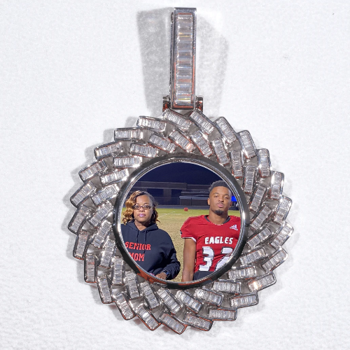 Large 3D Baguette Custom Picture Pendant