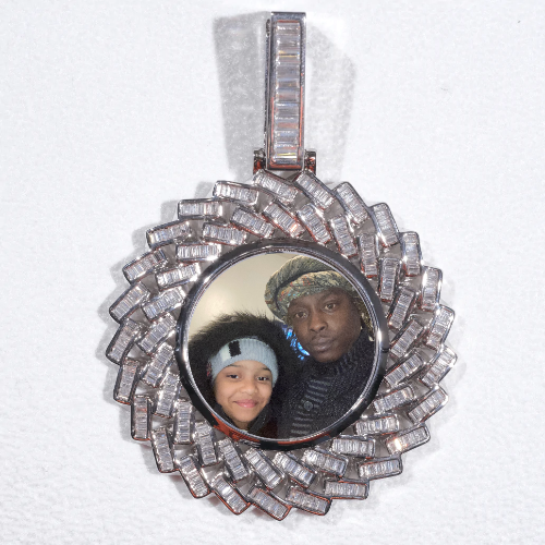 Large 3D Baguette Custom Picture Pendant
