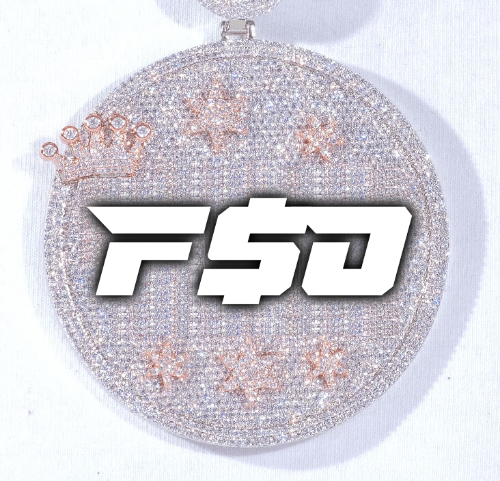 CUSTOM LETTER NECKLACE 3D BIG CROWN DISC