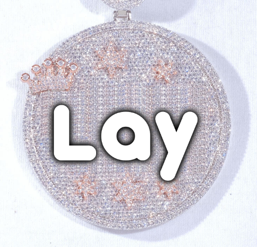 CUSTOM LETTER NECKLACE 3D BIG CROWN DISC