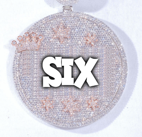 CUSTOM LETTER NECKLACE 3D BIG CROWN DISC