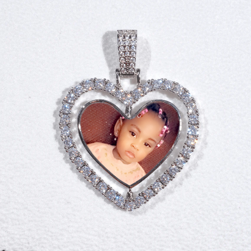 3D Spinning 2-Faced Heart Custom Picture Pendant