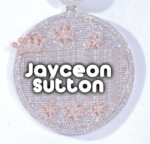 CUSTOM LETTER NECKLACE 3D BIG CROWN DISC