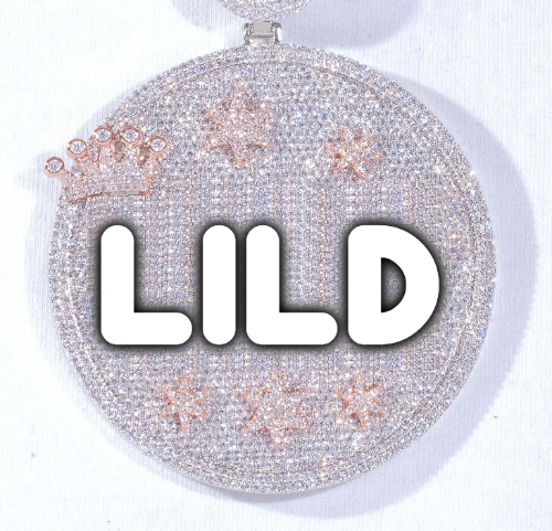CUSTOM LETTER NECKLACE 3D BIG CROWN DISC
