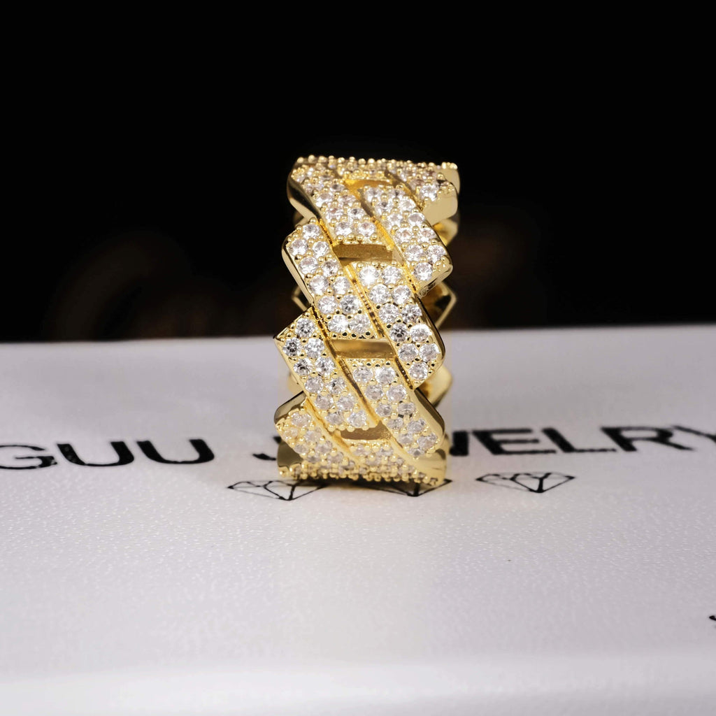 14MM Iced Prong Cuban Ring - The GUU Shop