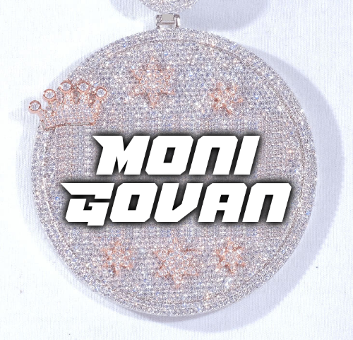 CUSTOM LETTER NECKLACE 3D BIG CROWN DISC