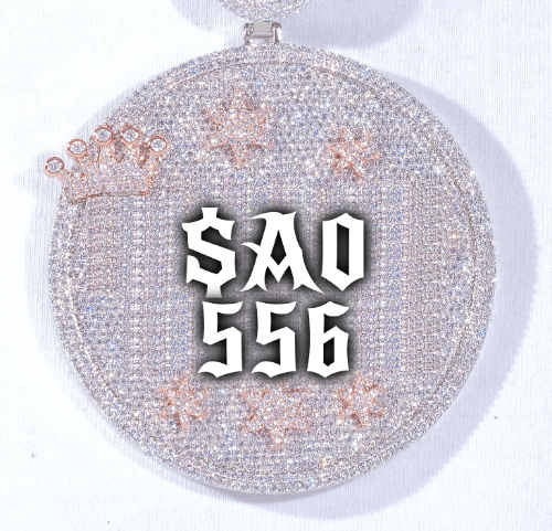 CUSTOM LETTER NECKLACE 3D BIG CROWN DISC