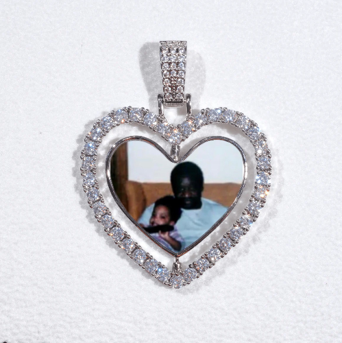 3D Spinning 2-Faced Heart Custom Picture Pendant