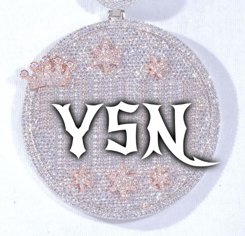 CUSTOM LETTER NECKLACE 3D BIG CROWN DISC