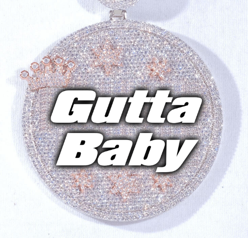 CUSTOM LETTER NECKLACE 3D BIG CROWN DISC