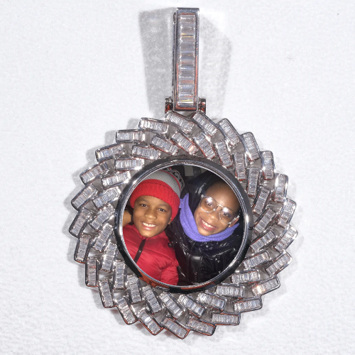 Large 3D Baguette Custom Picture Pendant