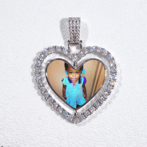 3D Spinning 2-Faced Heart Custom Picture Pendant