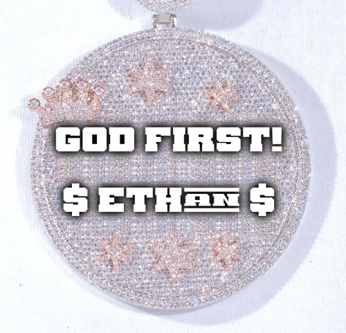 CUSTOM LETTER NECKLACE 3D BIG CROWN DISC