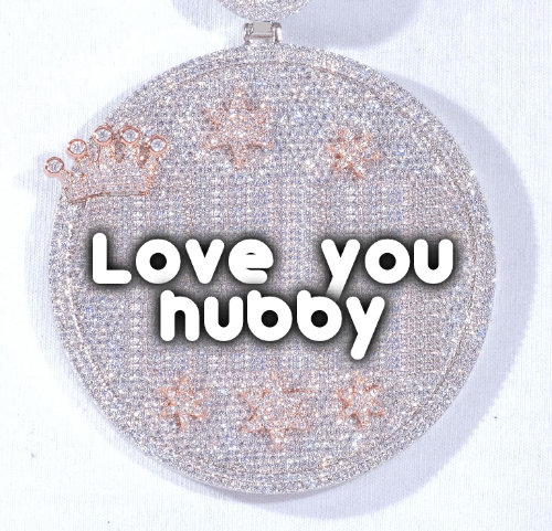 CUSTOM LETTER NECKLACE 3D BIG CROWN DISC