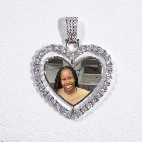 3D Spinning 2-Faced Heart Custom Picture Pendant