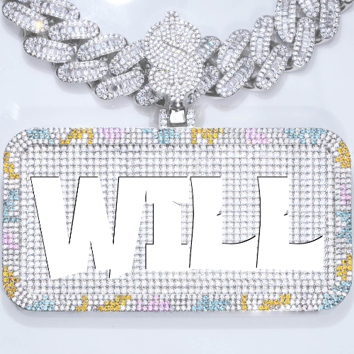 CUSTOM LETTER NECKLACE 3D COLORFUL SQUARE