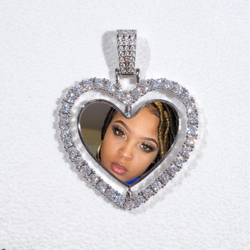 3D Spinning 2-Faced Heart Custom Picture Pendant