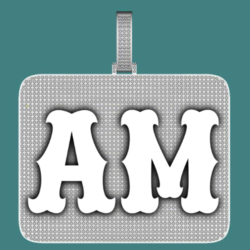 CUSTOM LETTER NECKLACE 3D BIG SQUARE