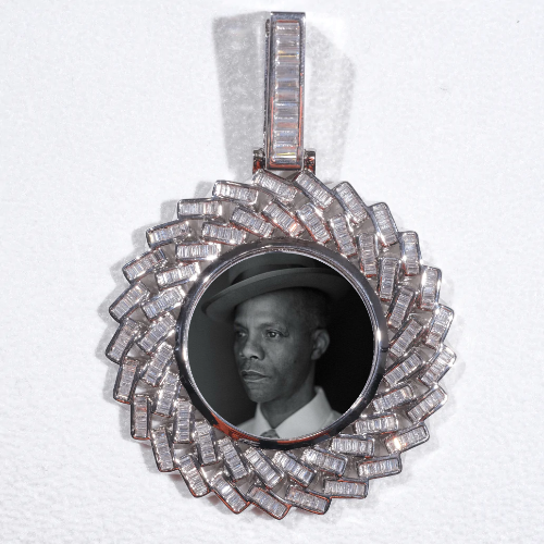Large 3D Baguette Custom Picture Pendant