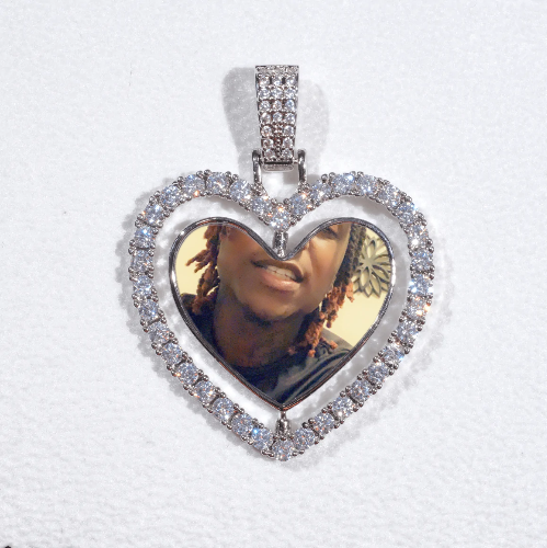 3D Spinning 2-Faced Heart Custom Picture Pendant