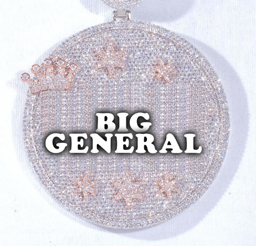 CUSTOM LETTER NECKLACE 3D BIG CROWN DISC