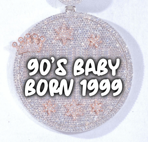 CUSTOM LETTER NECKLACE 3D BIG CROWN DISC