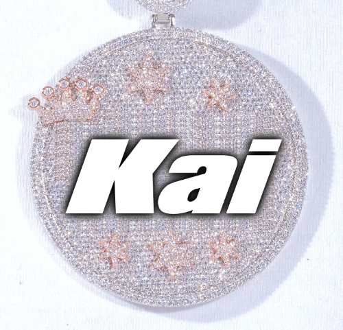 CUSTOM LETTER NECKLACE 3D BIG CROWN DISC
