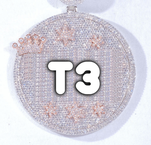 CUSTOM LETTER NECKLACE 3D BIG CROWN DISC