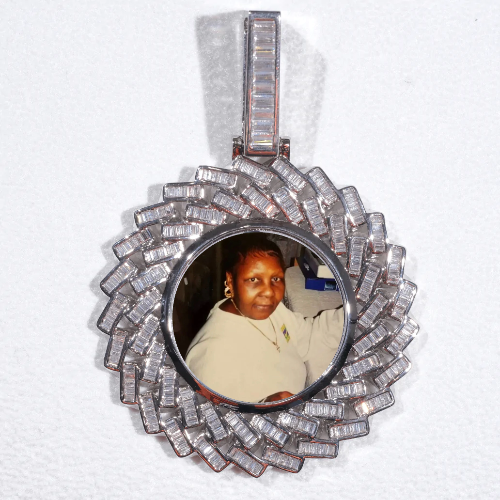 Large 3D Baguette Custom Picture Pendant