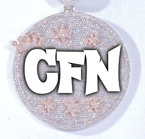 CUSTOM LETTER NECKLACE 3D BIG CROWN DISC
