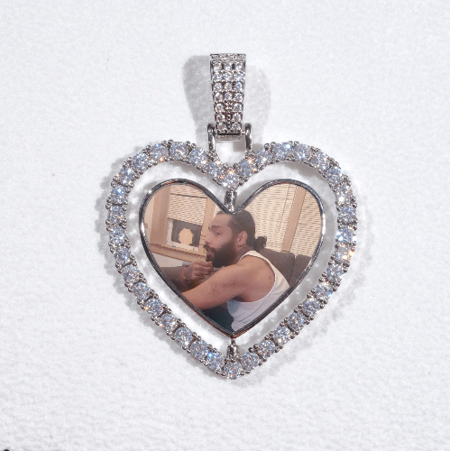 3D Spinning 2-Faced Heart Custom Picture Pendant