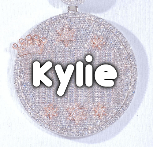 CUSTOM LETTER NECKLACE 3D BIG CROWN DISC