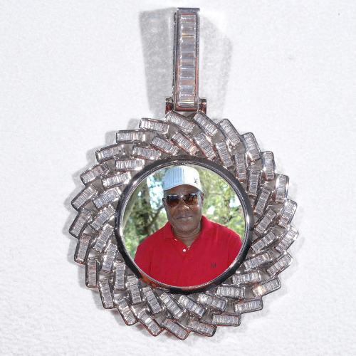 Large 3D Baguette Custom Picture Pendant
