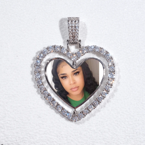 3D Spinning 2-Faced Heart Custom Picture Pendant