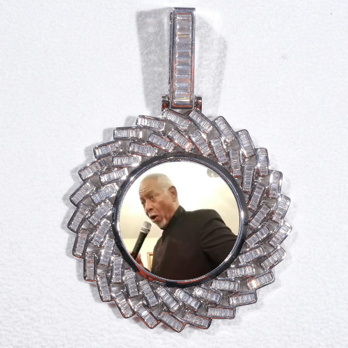 Large 3D Baguette Custom Picture Pendant