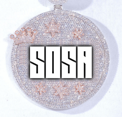 CUSTOM LETTER NECKLACE 3D BIG CROWN DISC