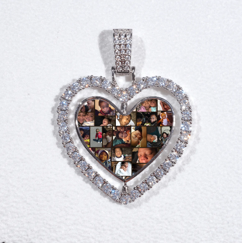 3D Spinning 2-Faced Heart Custom Picture Pendant